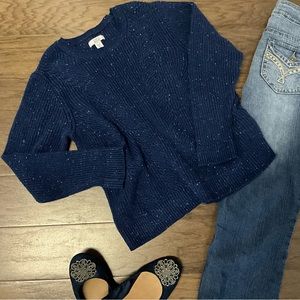 NWOT Navy Marled Warm Cableknit Sweater - Crewneck